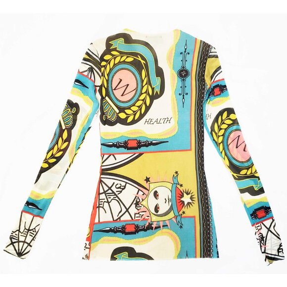 Petit Pois Viviana G Womens Printed Nylon Mesh Happiness Journey Long Sleeve Top - Picture 2 of 10